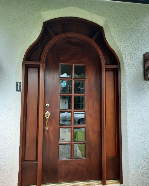 Refinished mahogany double entry doors