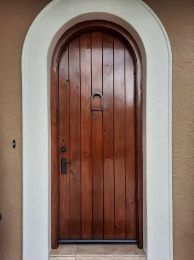 Refinished dark mahogany door