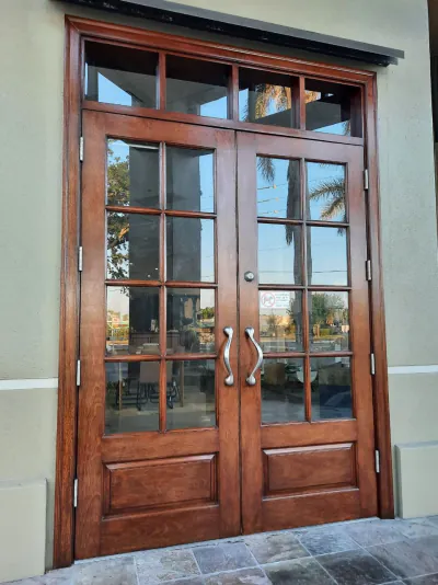 Detail of a refinished entry door