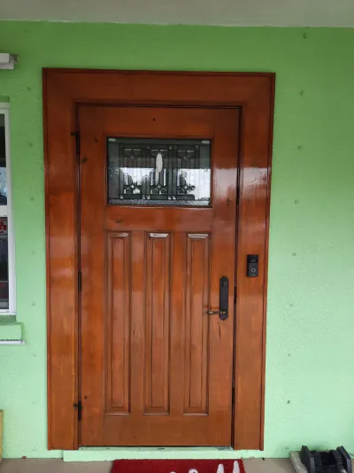 Entry door finished in Early American stain in Bradenton