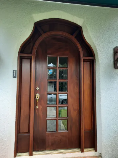 Refinished mahogany double entry doors